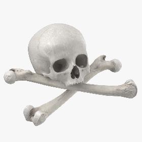 3D Pirate Skull and Bones Compostion 01 White